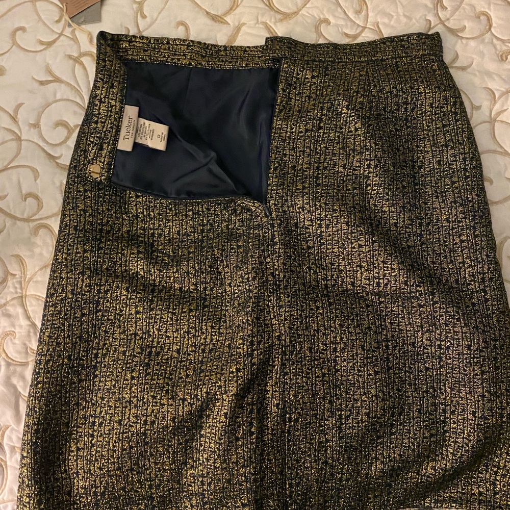 Gold and navy mini skirt with tags. Brand new